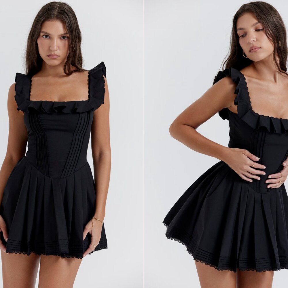 House of CB JEMINA Black Ruffle Mini Dress party date birthday girls night out